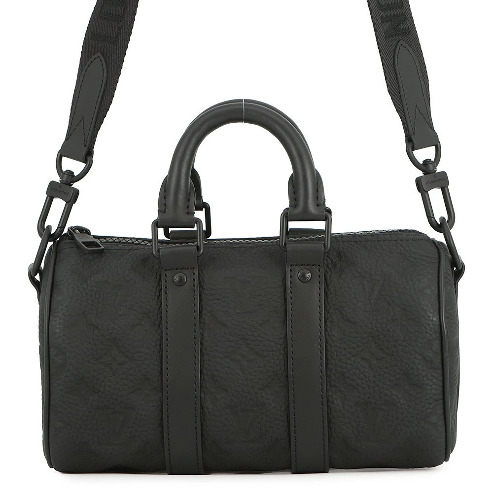 Louis Vuitton Monogram Taurillon Keepall Bandouliere Handbag Black